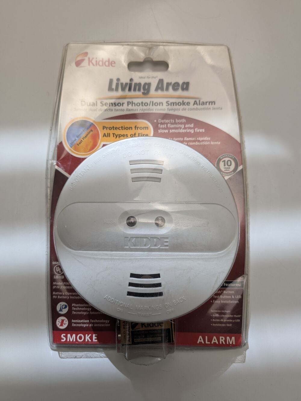 Kidde PI9010 Dual Sensor Smoke Alarm Battery Oper. Photoelectric Ionization NOS